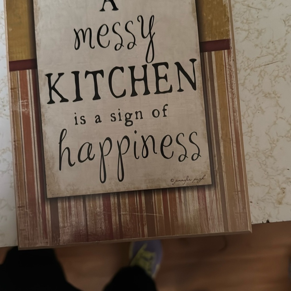 Rustic Kitchen Wall Art Sign - Brown and Cream